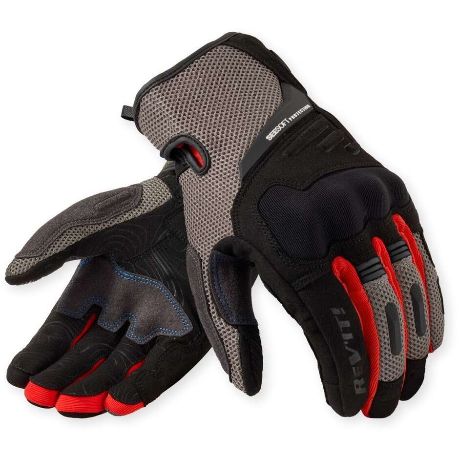 Rev'it Cavern Motorcycle Gloves Grey Red