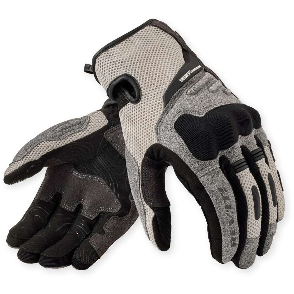 Rev'it Cavern Motorradhandschuhe Hellgrau Schwarz