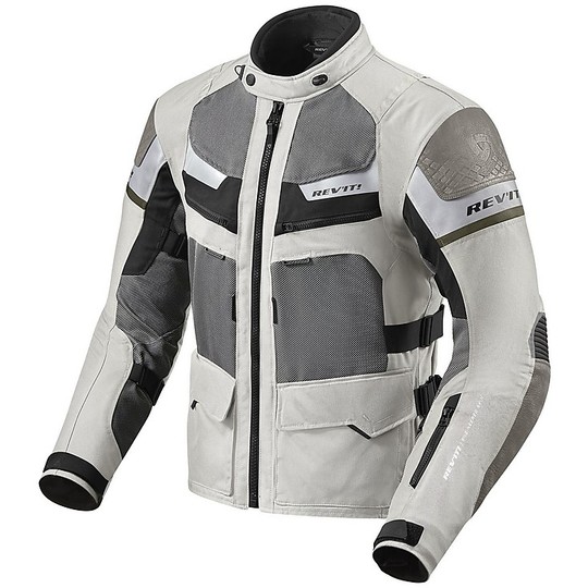 Rev'it CAYENNE PRO Light Gray Green Motorcycle Jacket In Perforated Fabric