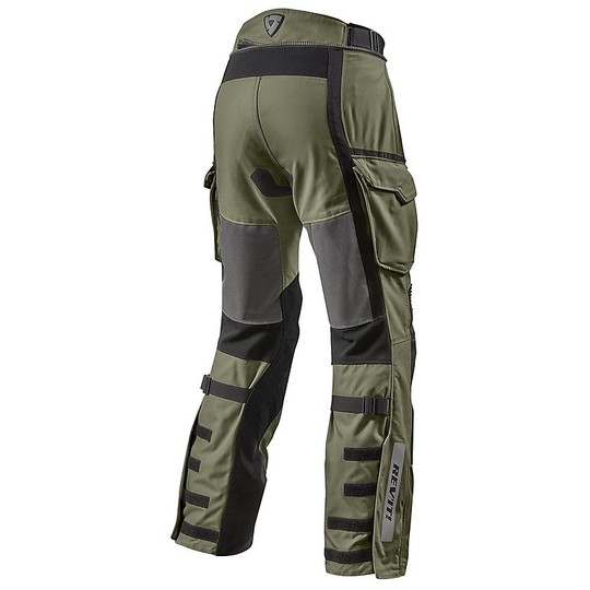 Rev'it CAYENNE PRO Motorcycle Pants In Perforated Fabric Green Black Shortened