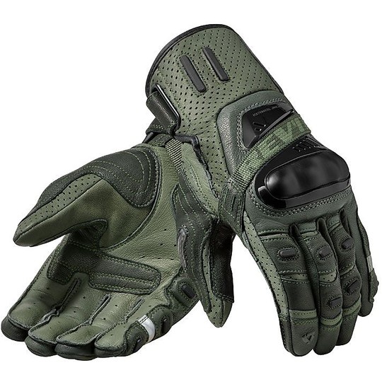 Rev'it CAYENNE PRO Touring Leather Motorcycle Gloves Green Black