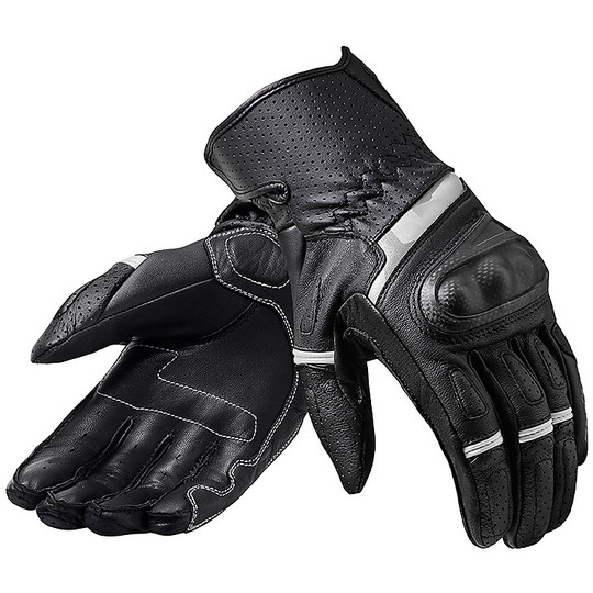 Rev'it CHEVRON 3 Perforated Leather Motorcycle Gloves Black White