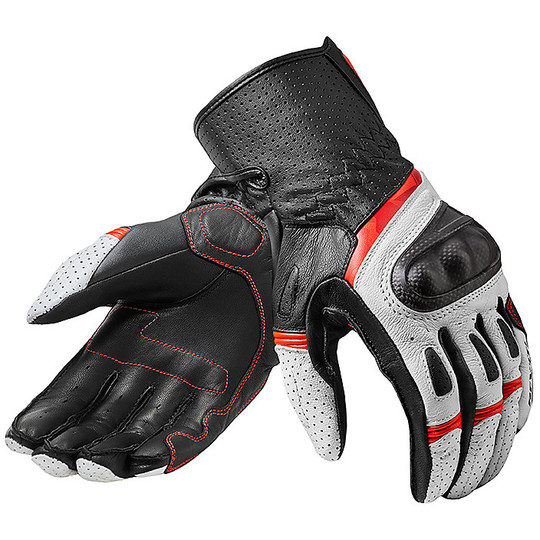 Rev'it CHEVRON 3 Perforated Leather Motorcycle Gloves White Red
