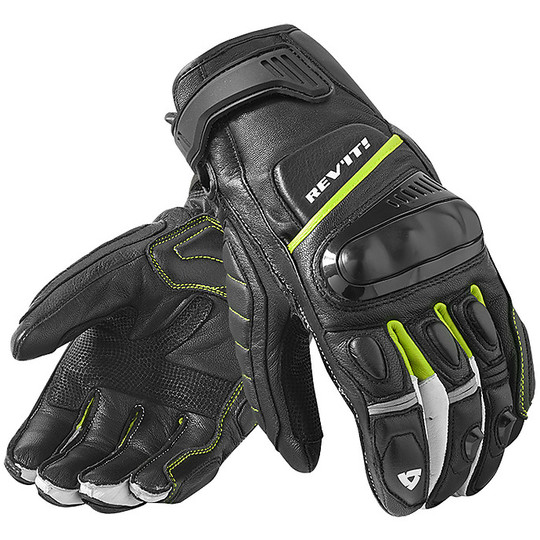 Rev'it CHICANE Black Yellow Fluo Leather Motorcycle Gloves
