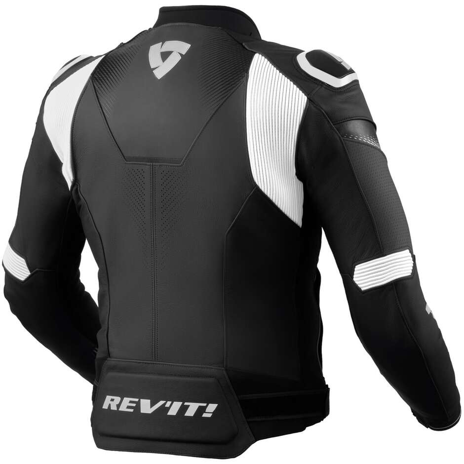 Rev'it CONTROL Leder-Motorradjacke Schwarz Weiß