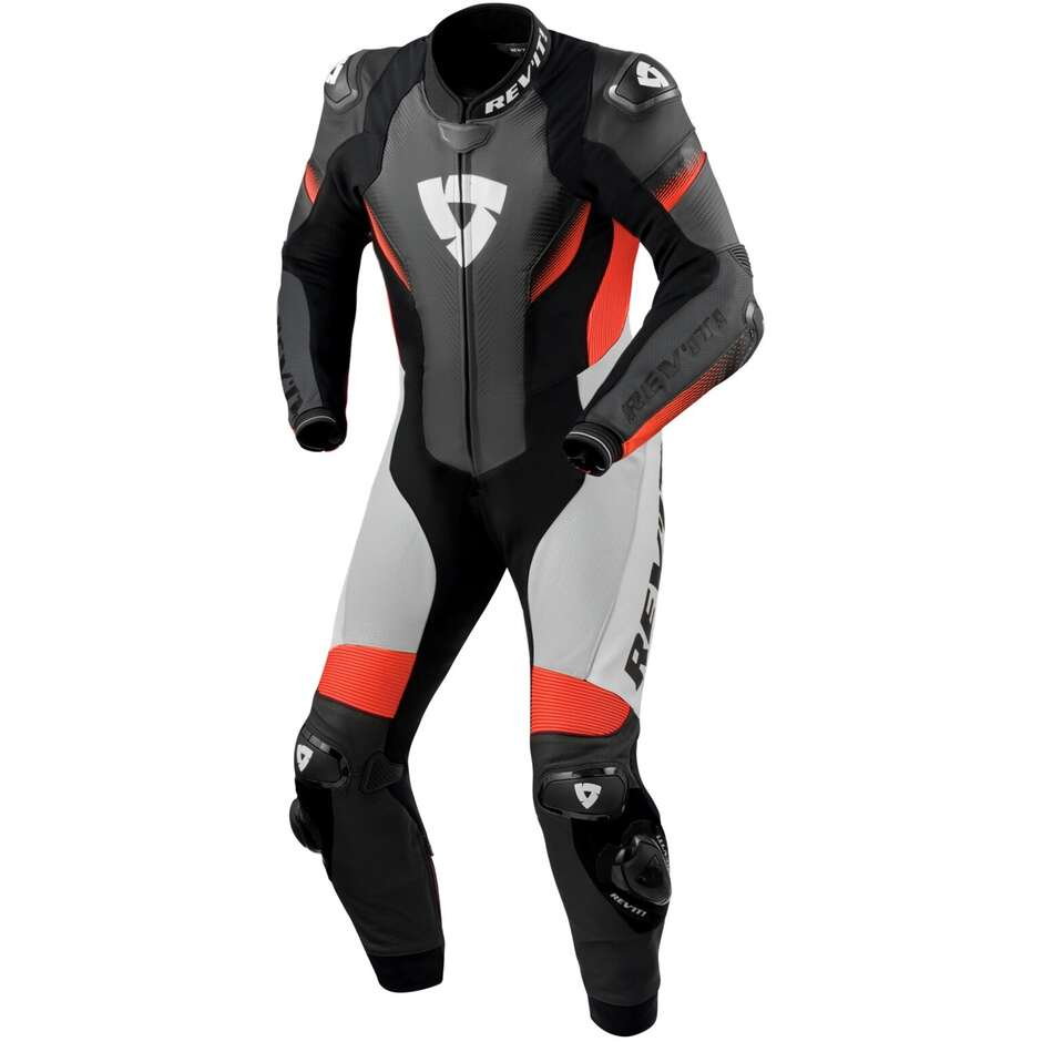 Rev'it CONTROL One Piece Motorcycle Suit Black Neon Red