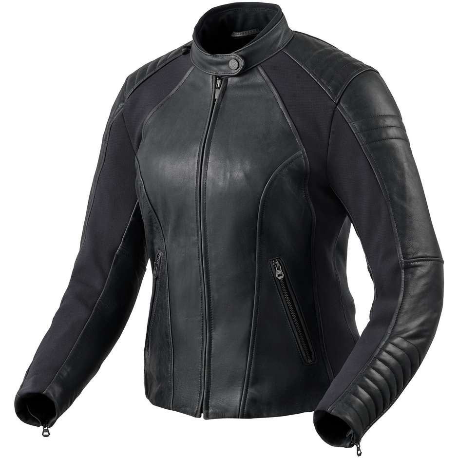 Rev'it CORAL Ladies Black Leather Motorcycle Jacket