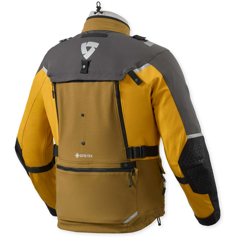 REV'IT Defender 4 GTX Motorcycle Jacket Black Yellow Ochre