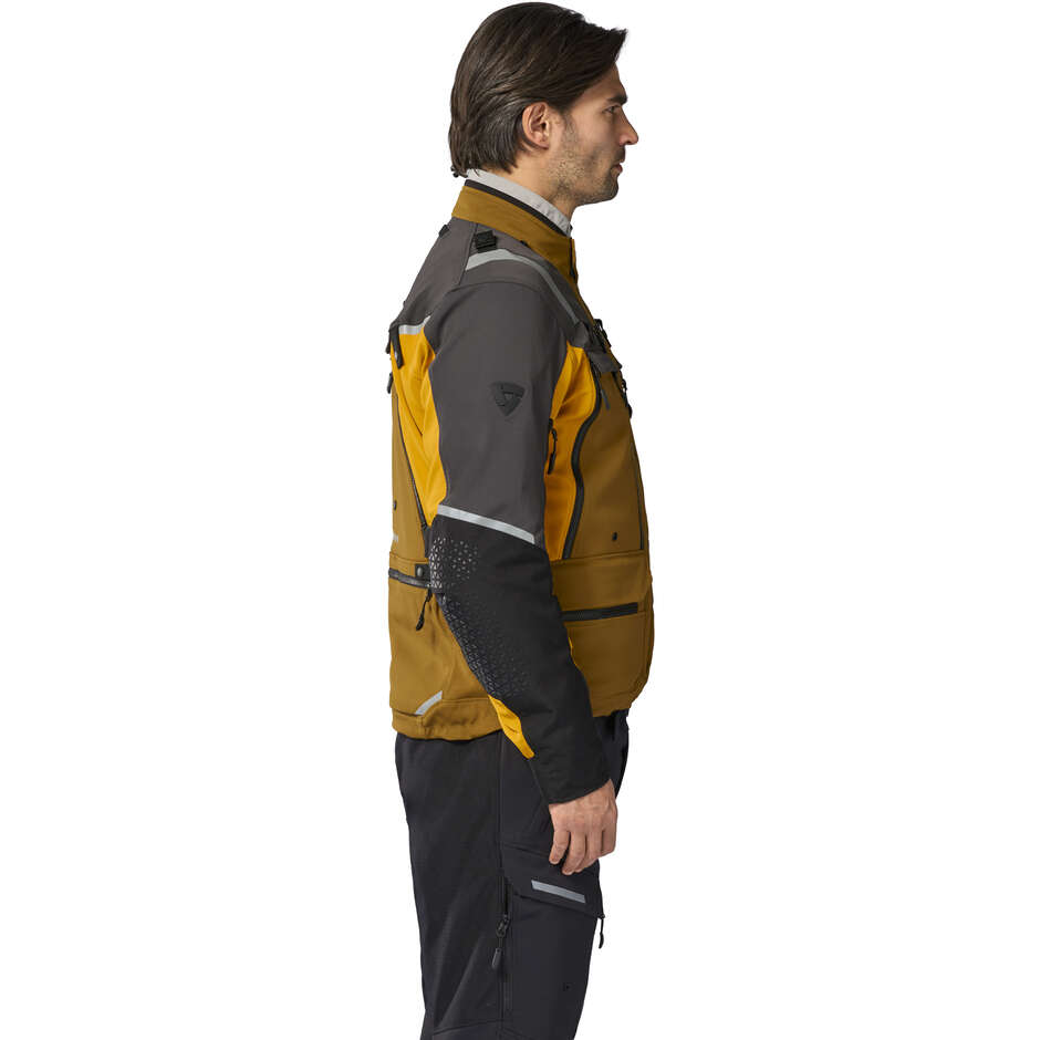 REV'IT Defender 4 GTX Motorcycle Jacket Black Yellow Ochre