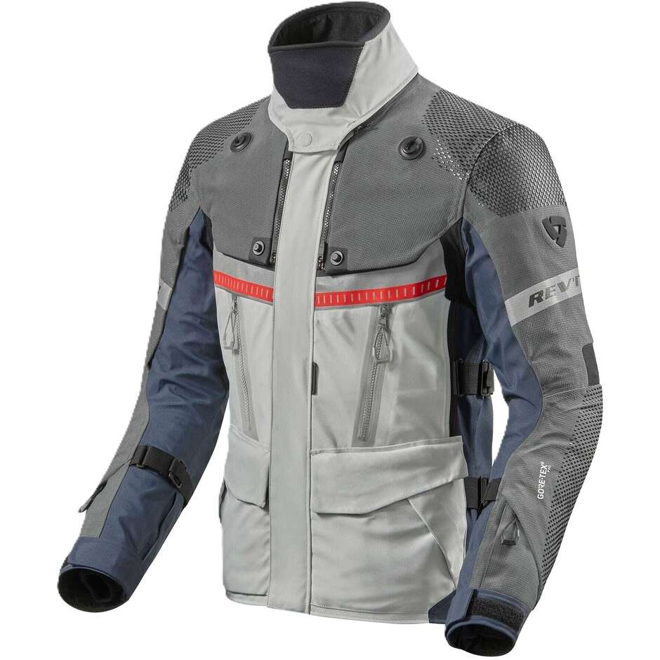 Rev'it Dominator 3 GTX Motorcycle Jacket Silver Blue