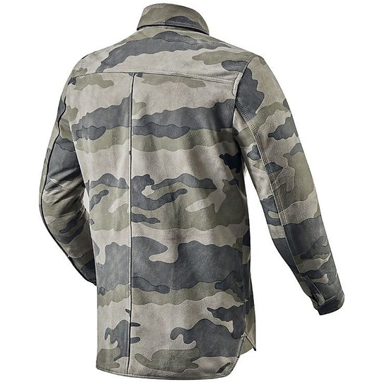 Rev'it FRICTION Suede Leather Motorcycle Jacket Gray Camo