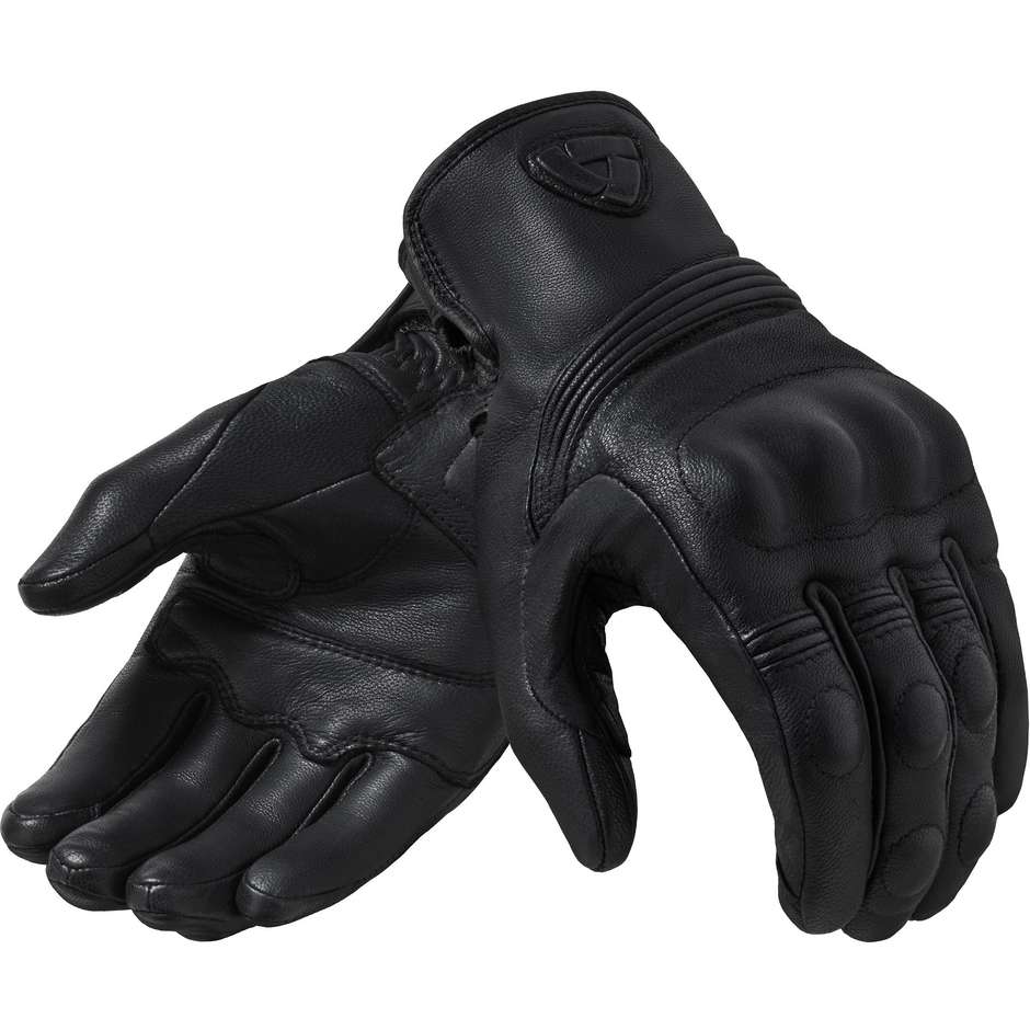 Rev'it HAWK Black Leather Motorcycle Gloves