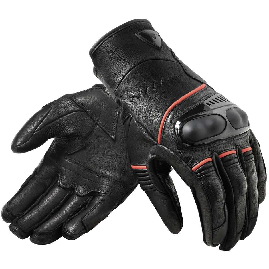 Rev'it HYPERION H2O Leather Motorcycle Gloves Black Neon Red