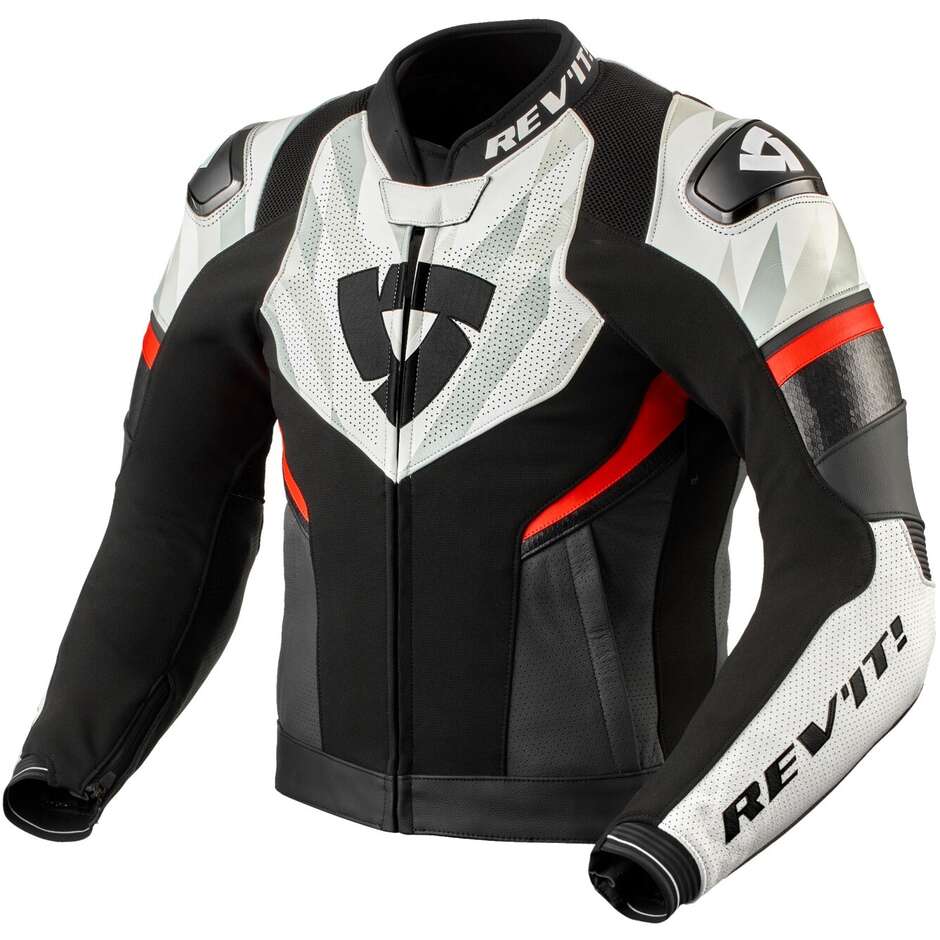 Rev'it HYPERSPEED 2 AIR Motorcycle Leather Jacket Black White