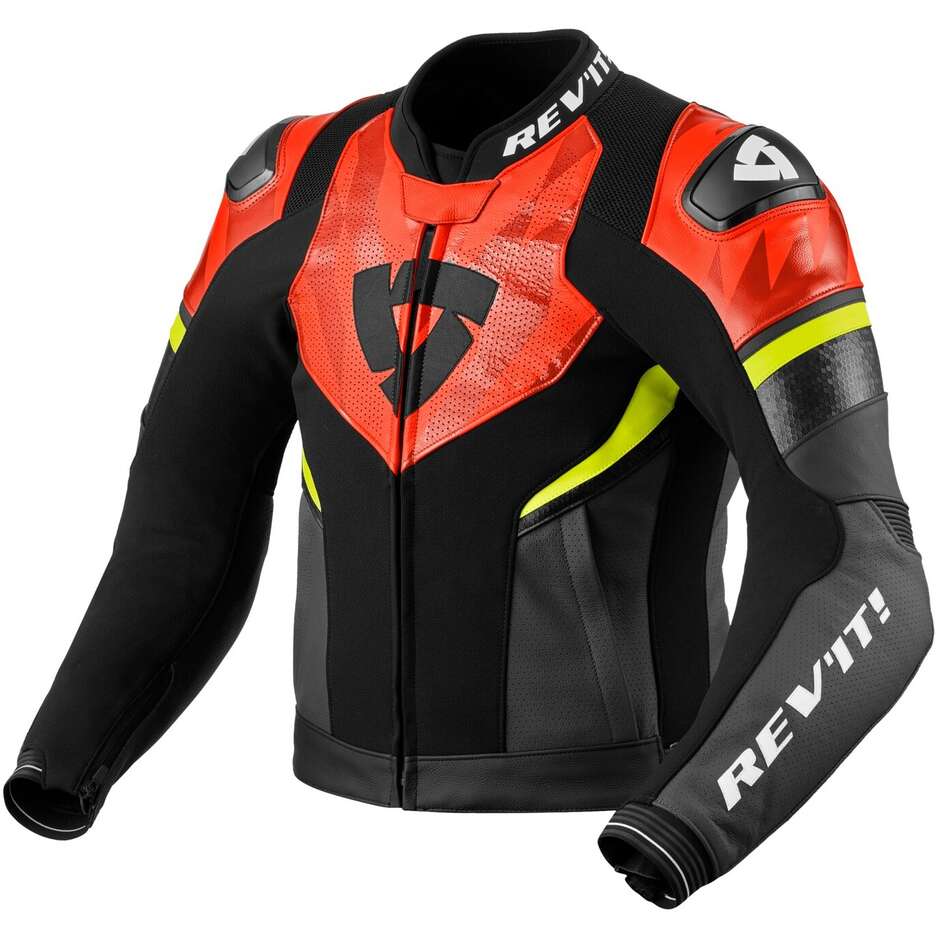 Rev'it HYPERSPEED 2 AIR Motorcycle Leather Jackets Black Neon Red