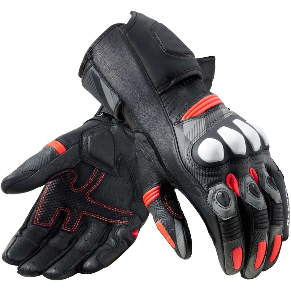 Rev'it LEAGUE 2 Racing Leather Motorcycle Gloves Black Neon Red