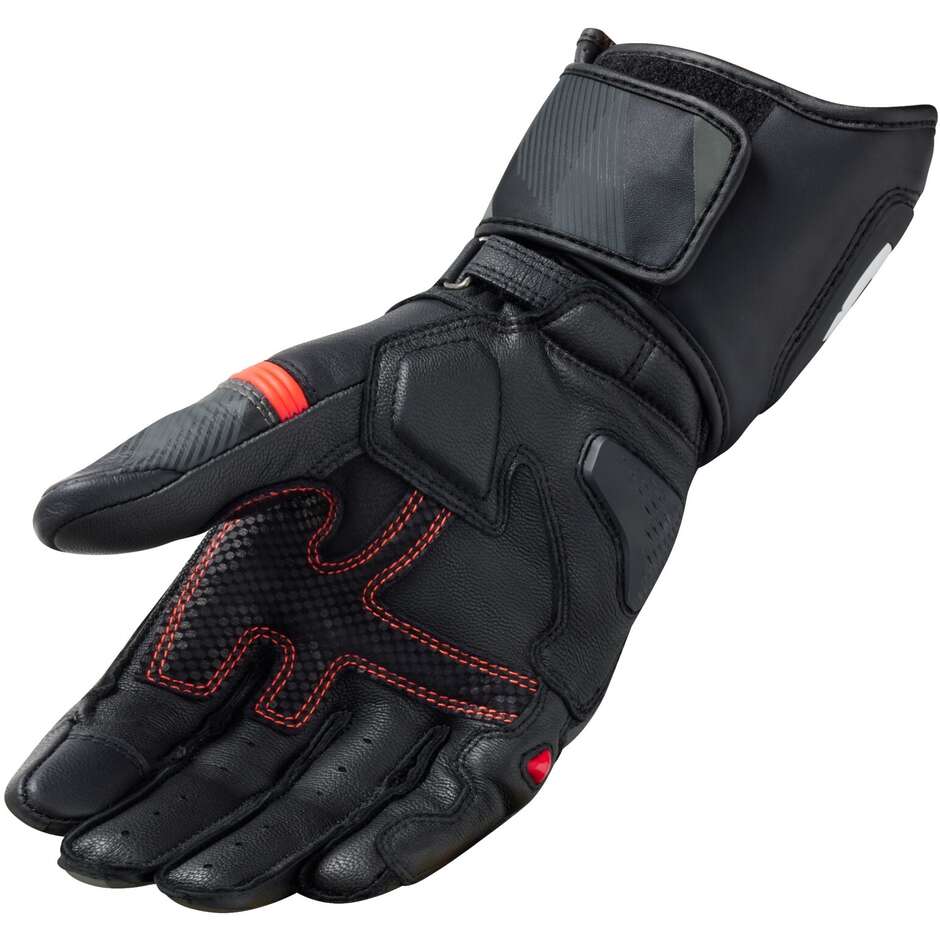 Rev'it LEAGUE 2 Racing Leather Motorcycle Gloves Black Neon Red