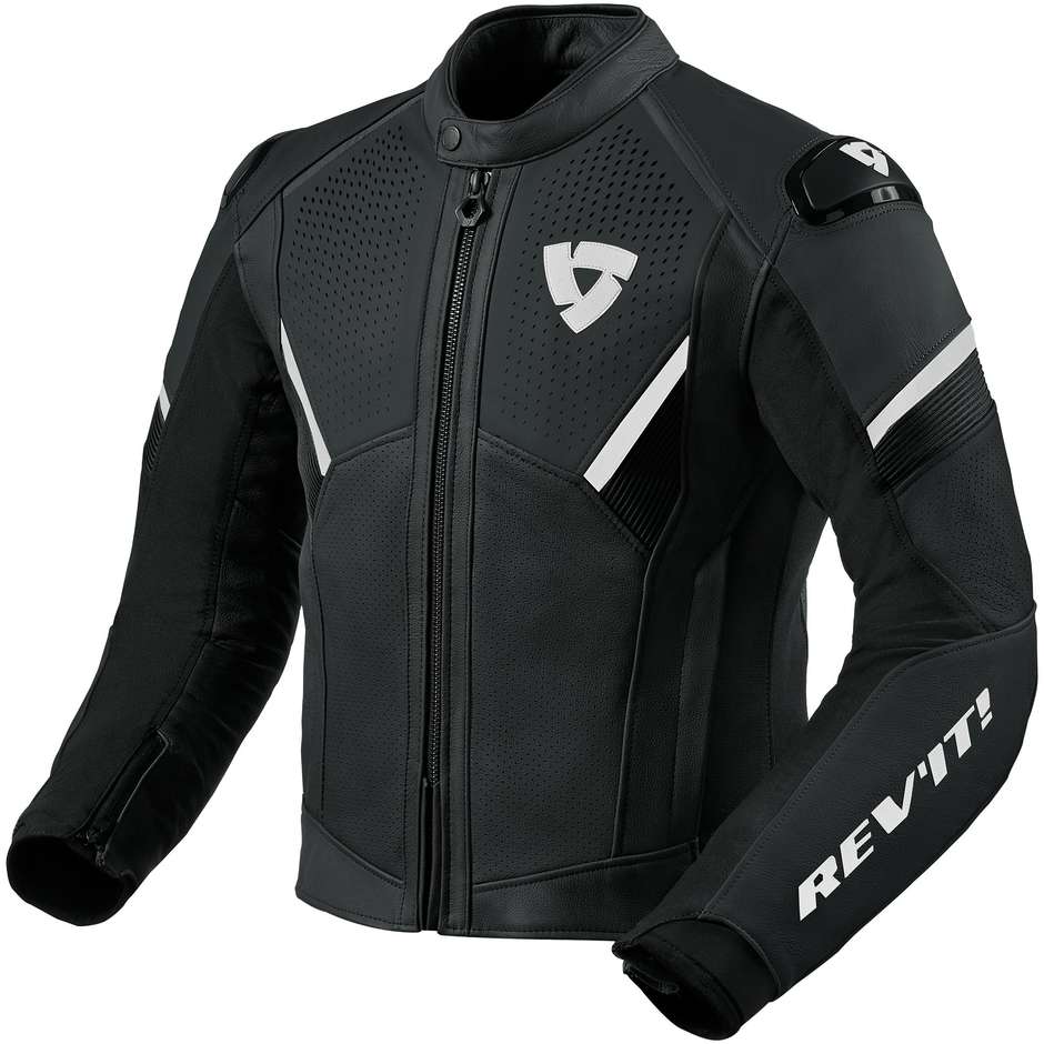 Rev'it MATADOR Black White Leather Motorcycle Jacket