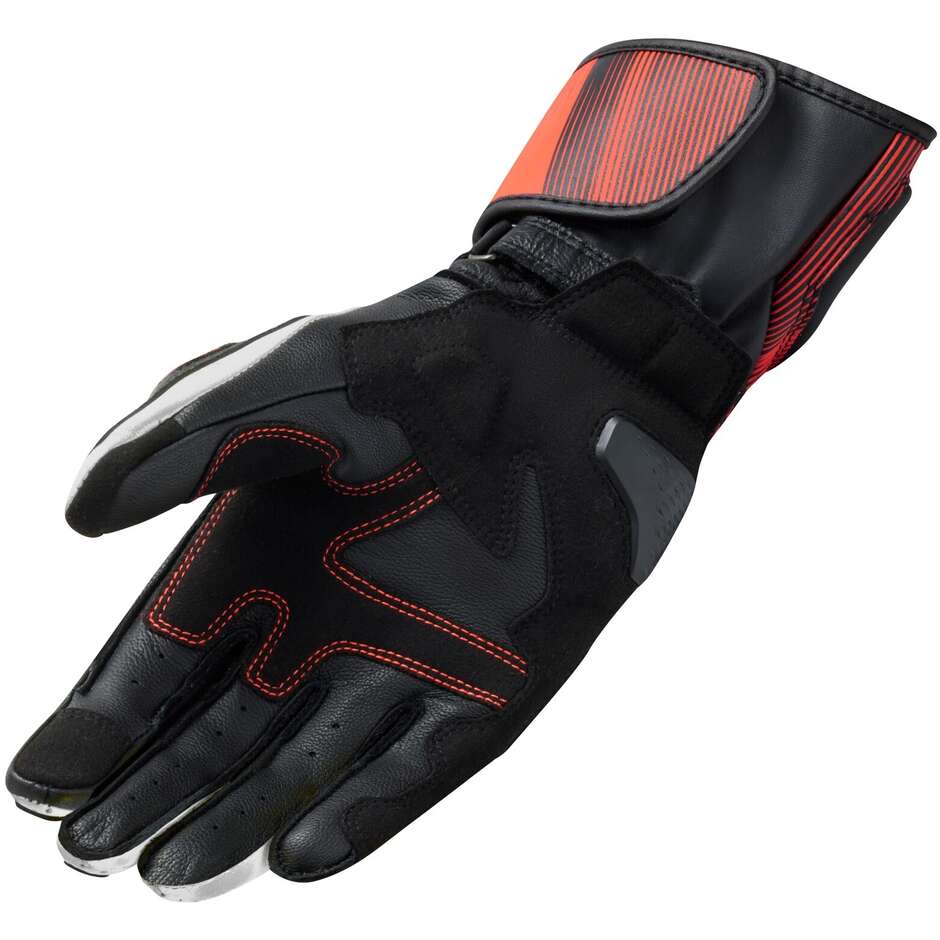 Rev'it METIS 2 Leather Motorcycle Gloves Black Neon Red