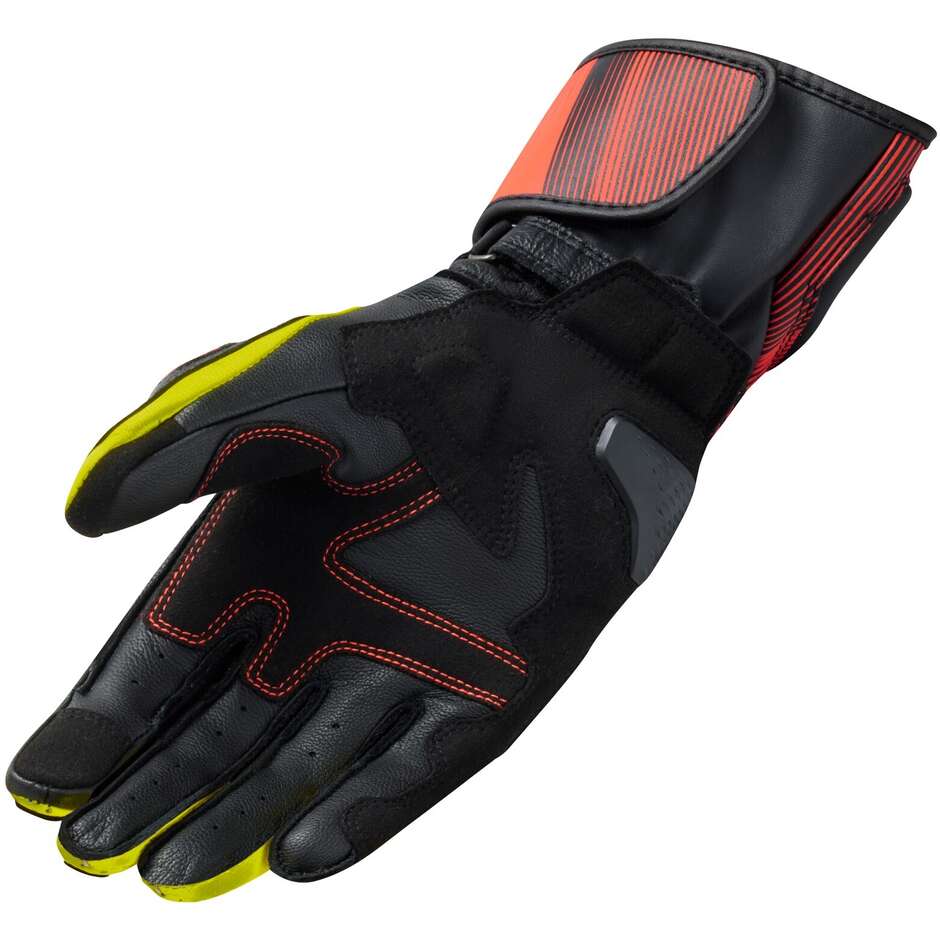 Rev'it METIS 2 Leather Motorcycle Gloves Black Neon Yellow