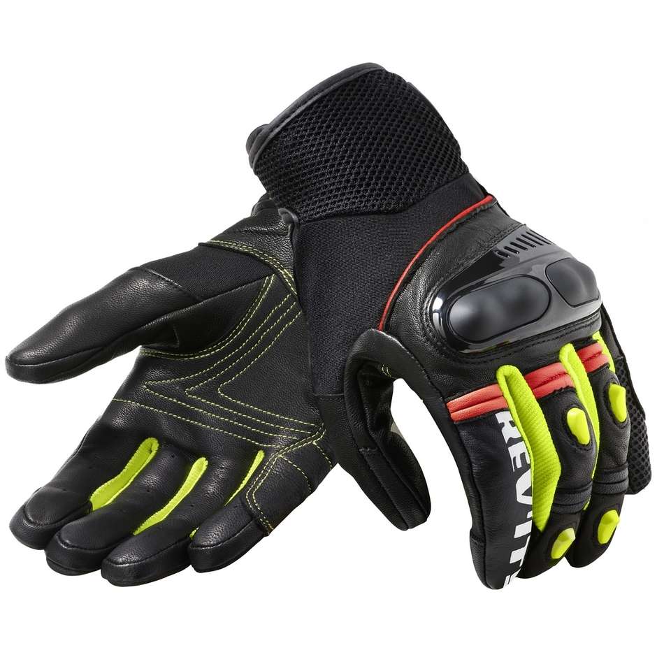 Rev'it METRIC Summer Motorcycle Gloves Black Neon Yellow