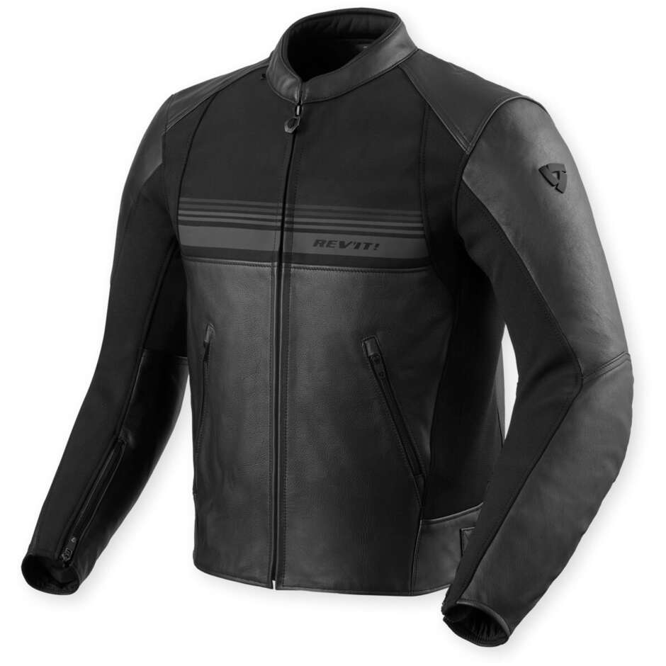 Rev'it Mile 2 Black Leather Motorcycle Jacket