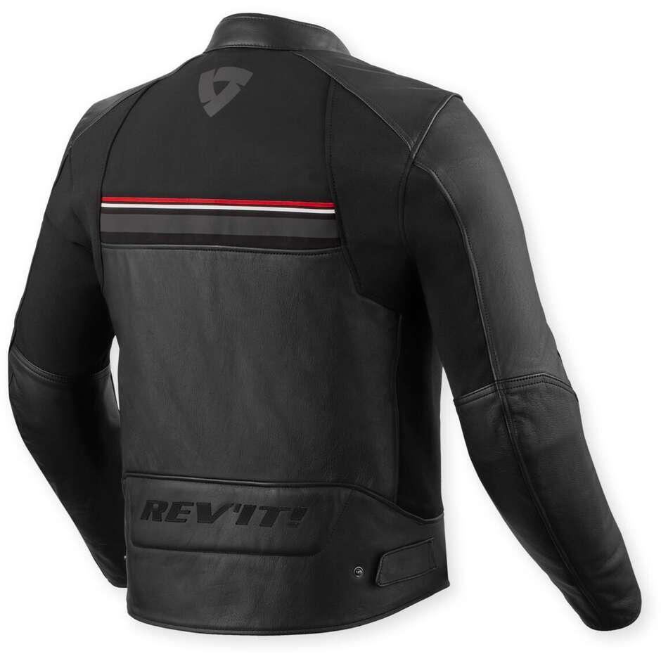 Rev'it Mile 2 Black Red Leather Motorcycle Jacket