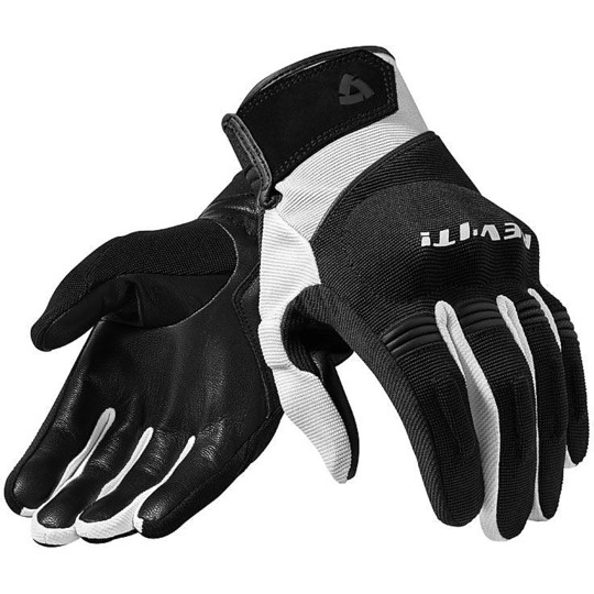 Rev'it MOSCA Black White Fabric Motorcycle Gloves