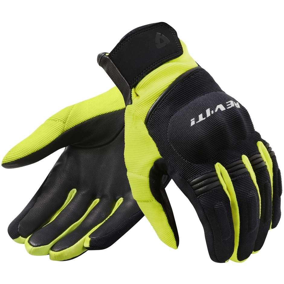 Rev'it MOSCA H2O Fabric Motorcycle Gloves Black Yellow Neon