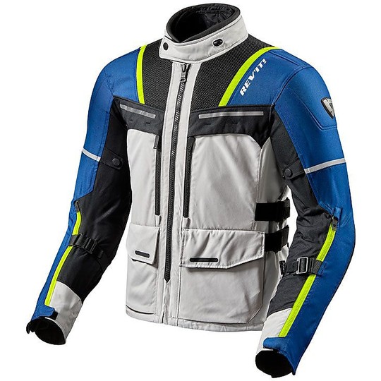 Rev'it OFFTRACK Touring Fabric Motorcycle Jacket Silver Blue