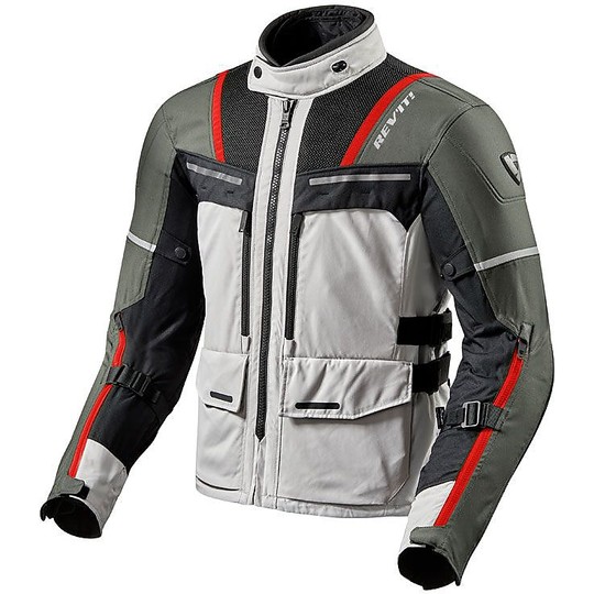 Rev'it OFFTRACK Touring Fabric Motorcycle Jacket Silver Red