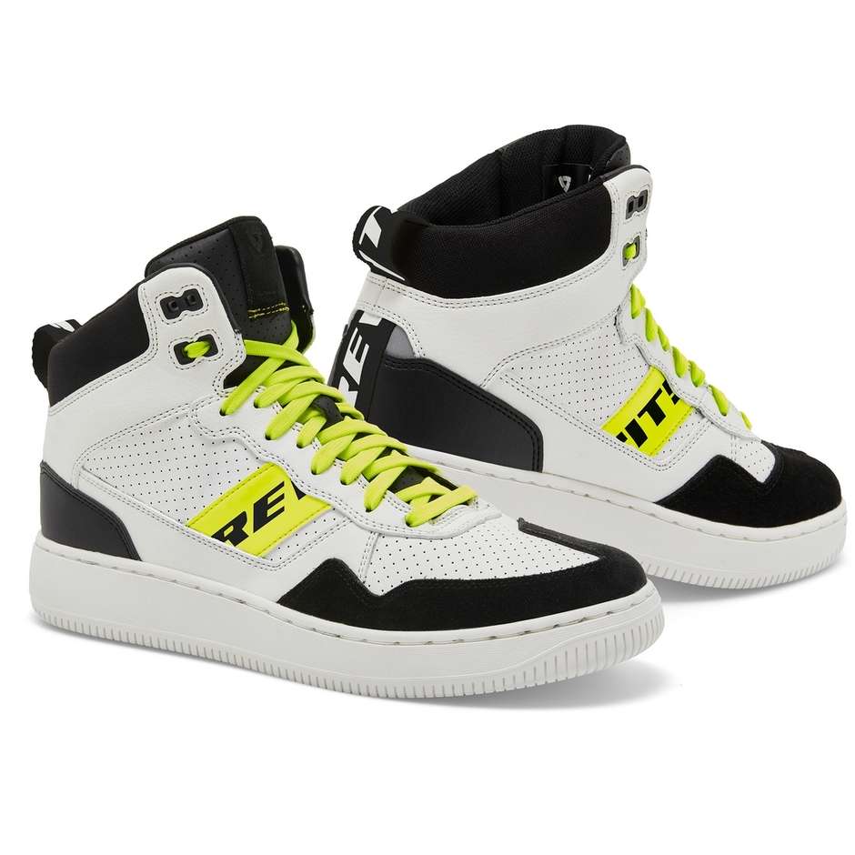 Rev'it PACER Sport Motorcycle Shoes White Yellow Fluo