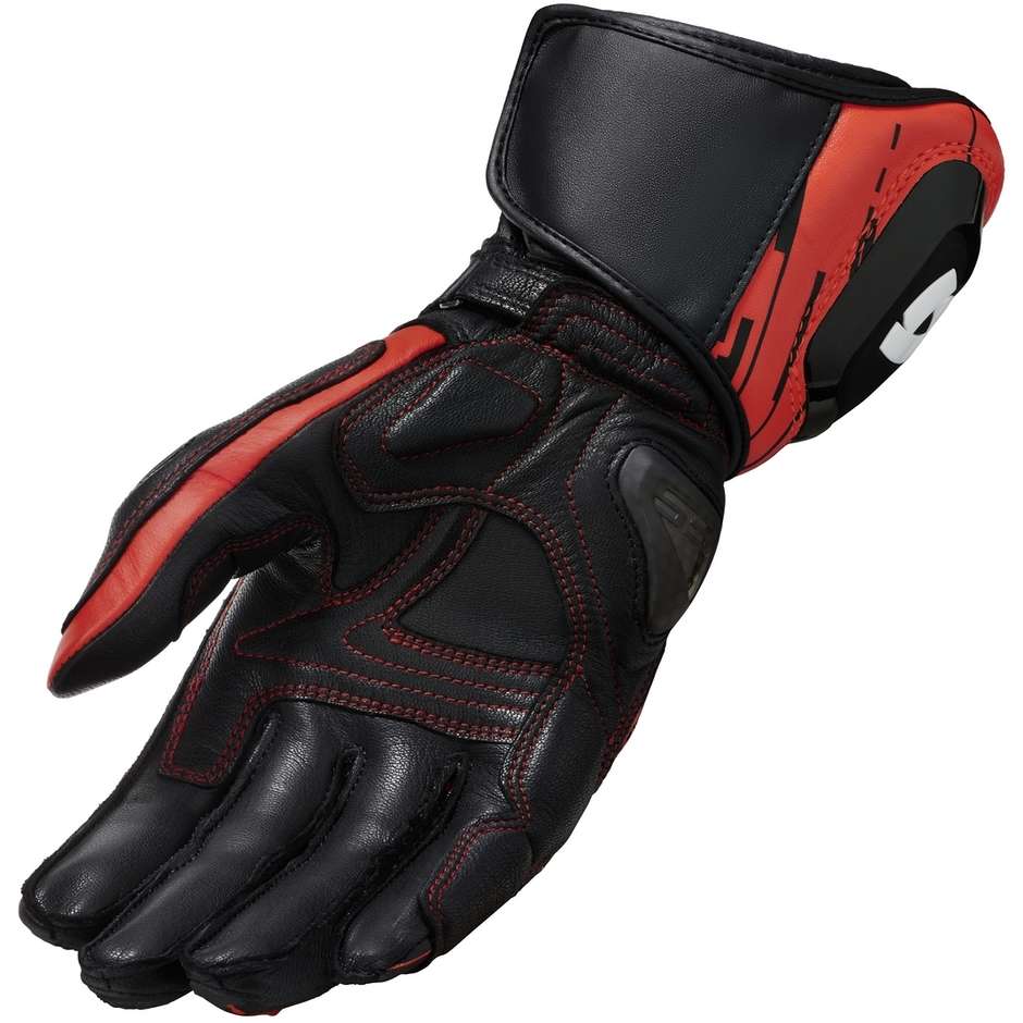 Rev'it QUANTUM 2 Leather Sport Motorcycle Gloves Red Fluo Black