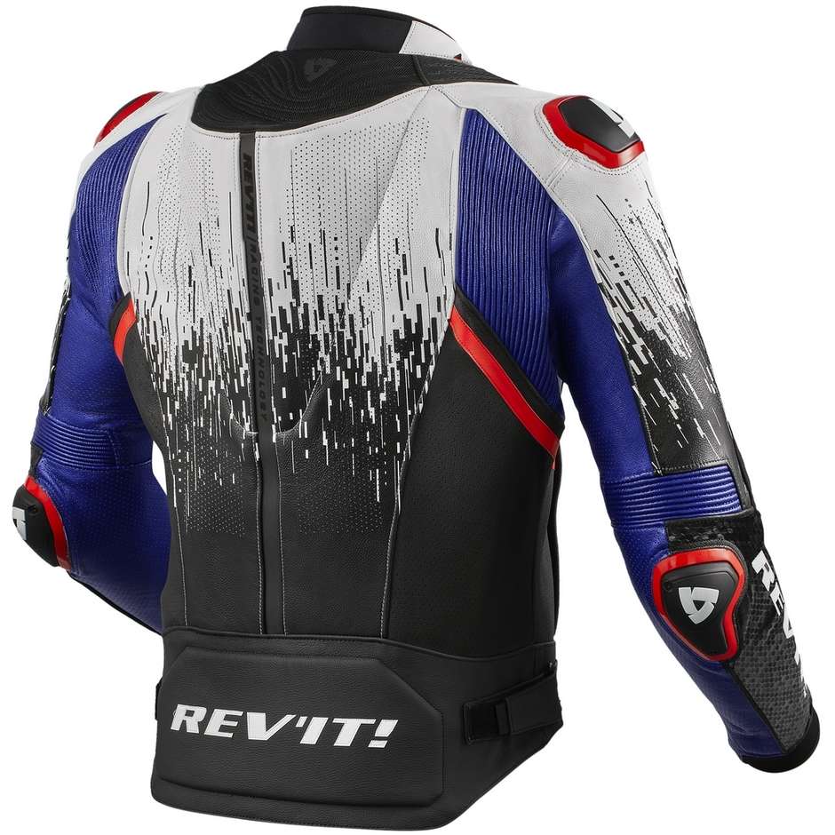Rev'it QUANTUM 2 PRO Air White Blue Perforated Racing Leather Motorcycle Jacket