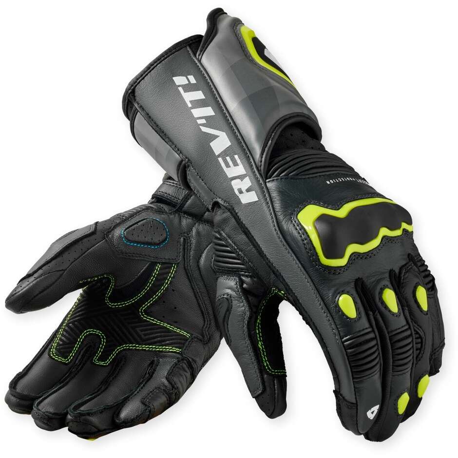 Rev'it Quantum 3 Motorcycle Gloves Grey Neon Yellow