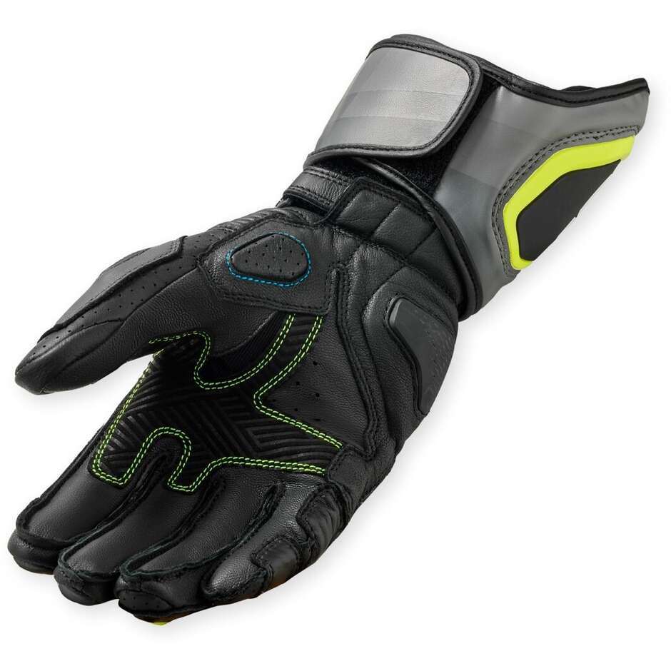 Rev'it Quantum 3 Motorcycle Gloves Grey Neon Yellow