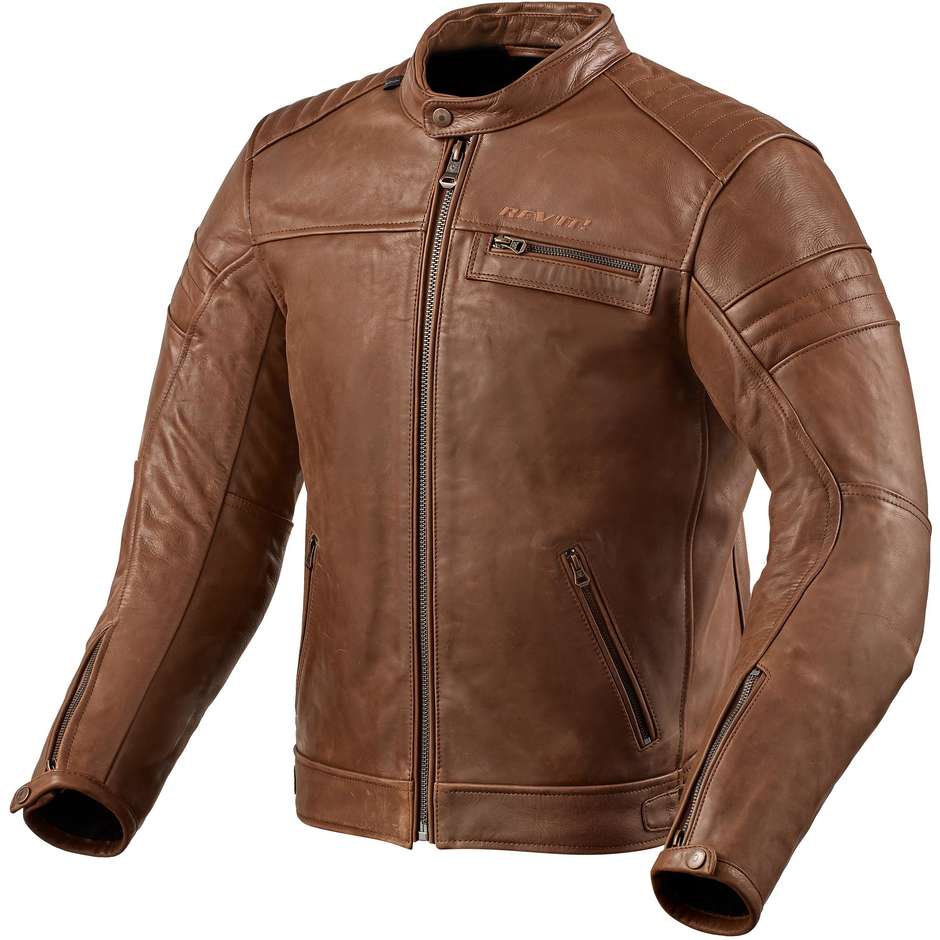 Rev'it RESTELESS Brown Leather Motorcycle Jacket
