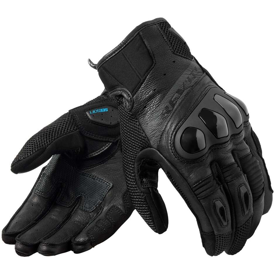 Rev'it RITMO Leder Motorradhandschuhe Schwarz