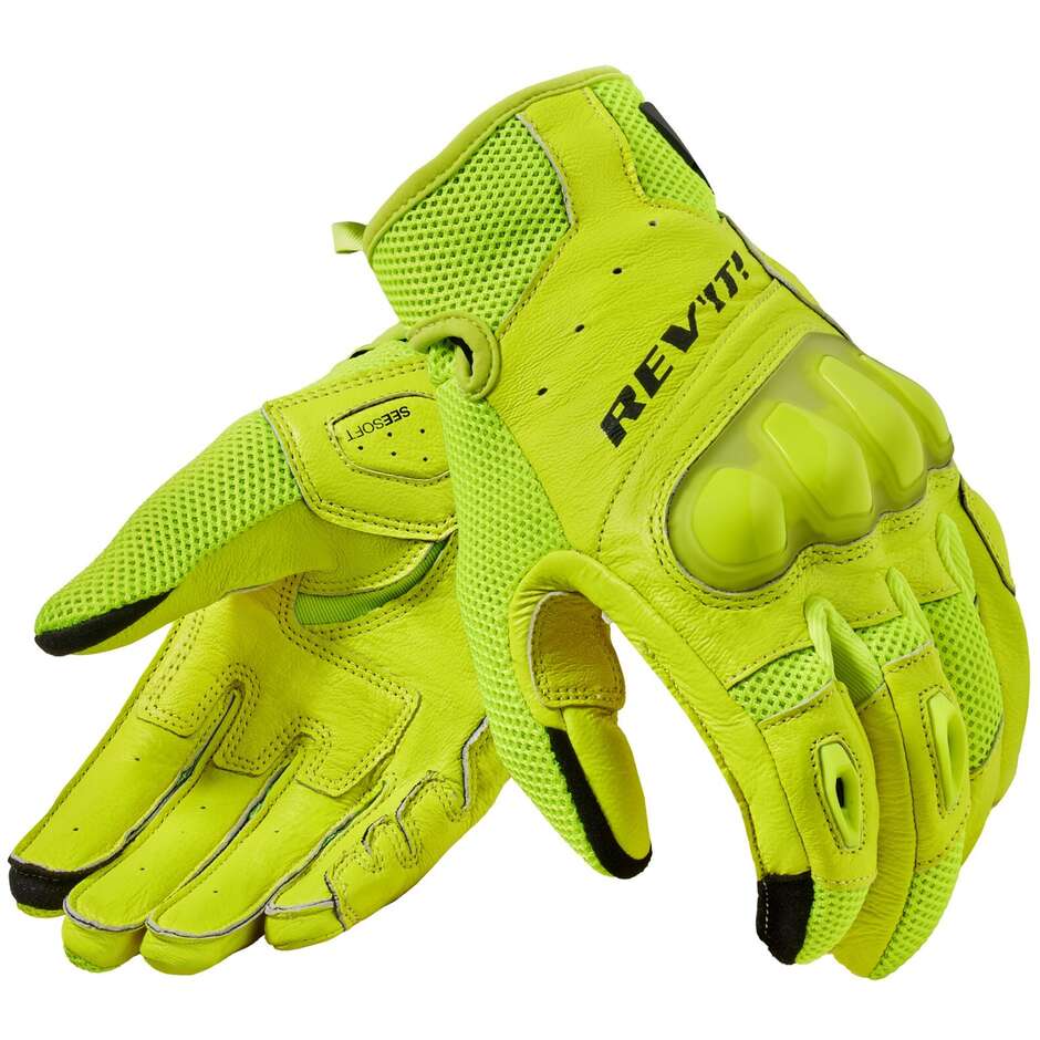 Rev'it RITMO Motorradhandschuhe aus neongelbem Leder