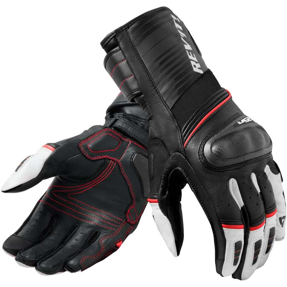 Rev'it RSR 4 Black White Leather Motorcycle Gloves
