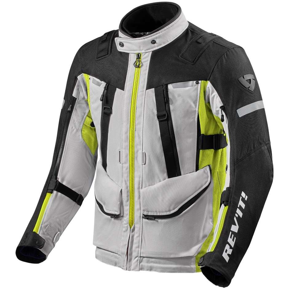 Rev'it SAND 4 H2O Touring Motorcycle Jacket Silver Yellow Neon