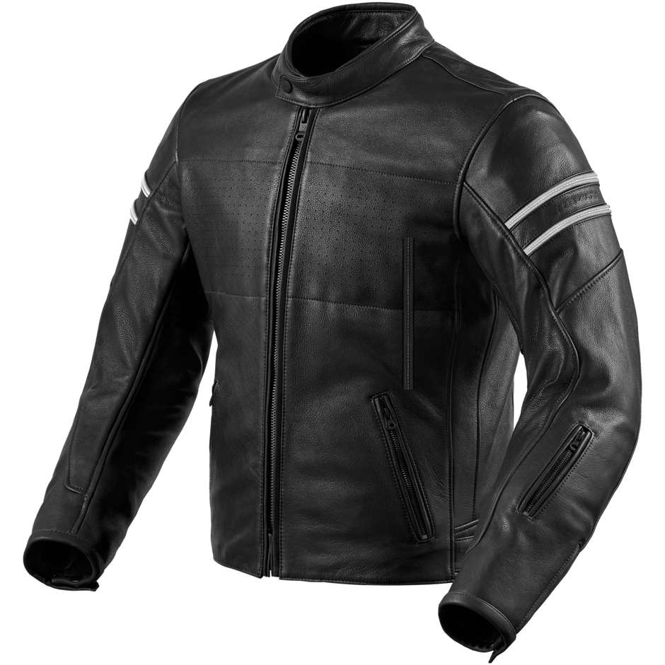 Rev'it STRIDE Custom Leather Motorcycle Jacket Black