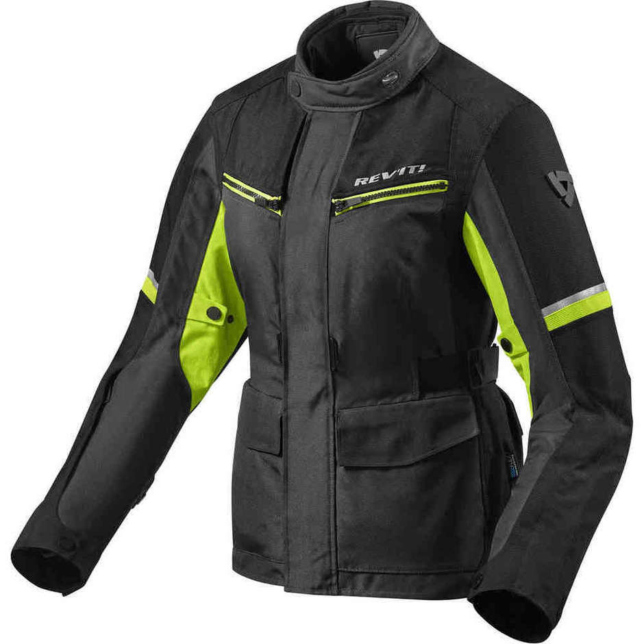 Rev'it Touring Fabric Jacket for Women in Motorcycle OUTPACK 3 LADIES Black Yellow Fluo