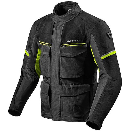 Rev'it Touring Fabric Jacket Motorcycle OUTBACK 3 Black Yellow Fluo