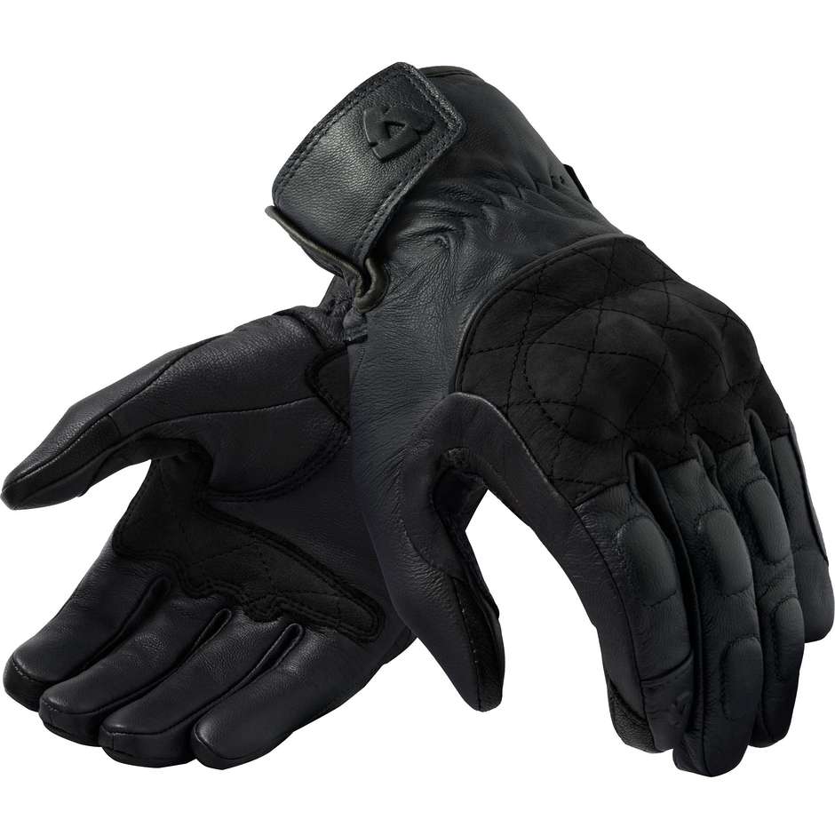 Rev'it TRACKER Black Leather Motorcycle Gloves