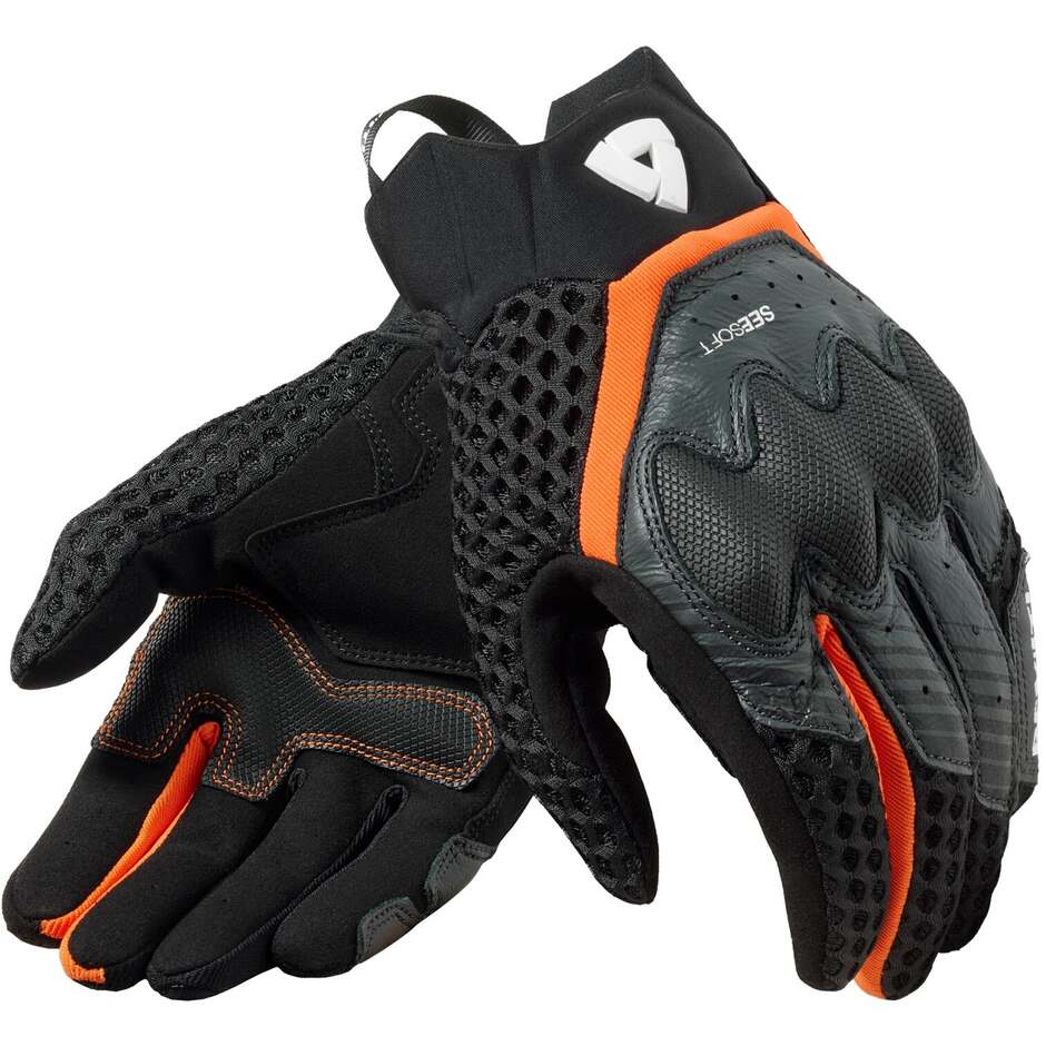 Rev'it VELOZ Black Orange Fabric Motorcycle Gloves