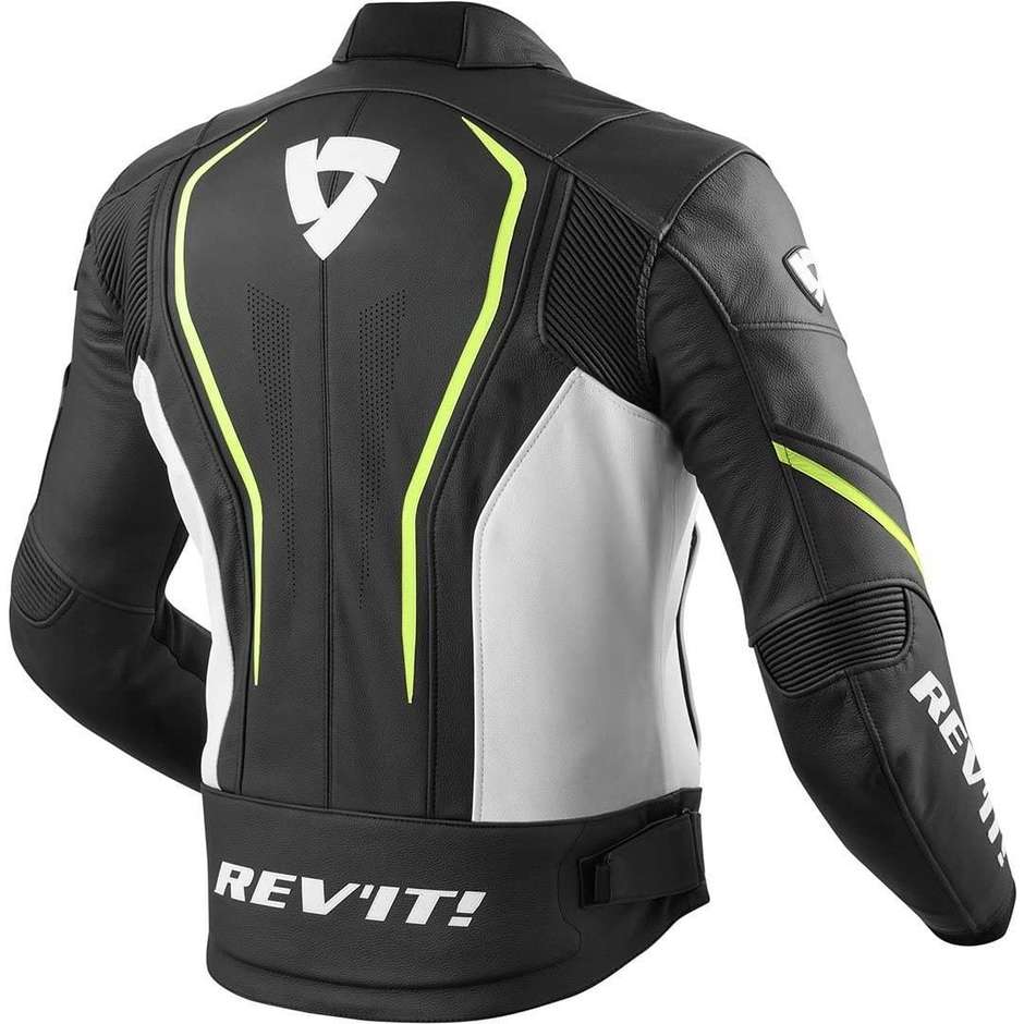 Rev'it VERTEX GT Leather Jacket Black Fluorescent Yellow