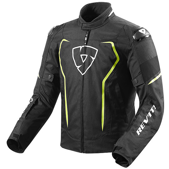 Rev'it VERTEX H2O Fabric Motorcycle Jacket Black Fluo Yellow