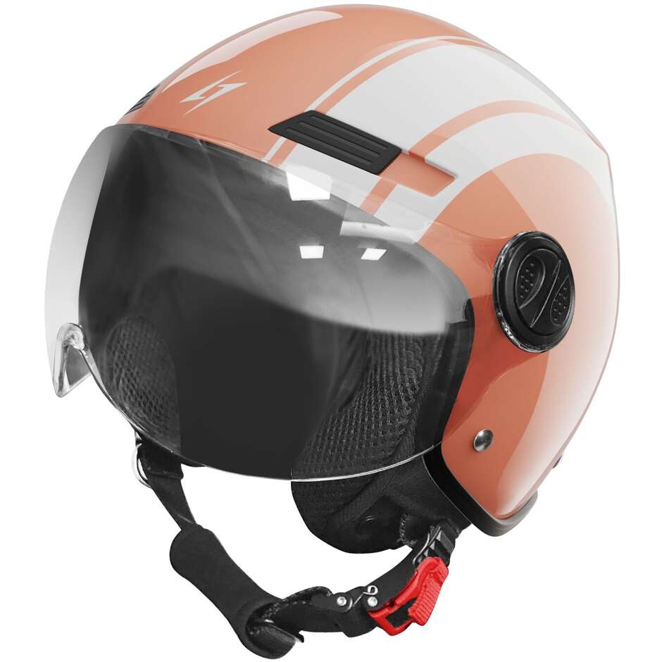 RIDE PATH Stormer Jet Motorcycle Helmet Glossy Coral