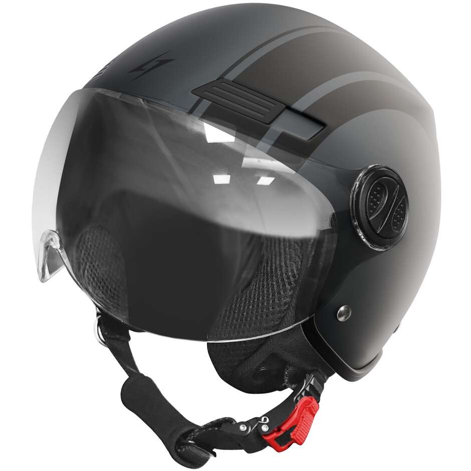 RIDE PATH Stormer Jet Motorcycle Helmet Titanium Gray Metal Matt